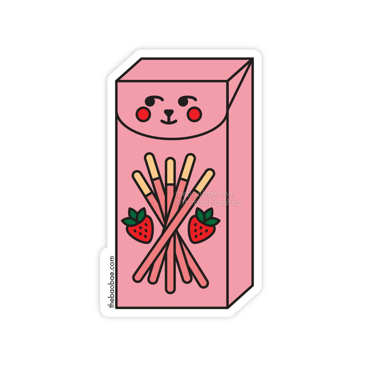 The Bao Bae-Pocky Pal Strawberry Sticker-sticker-gather here online