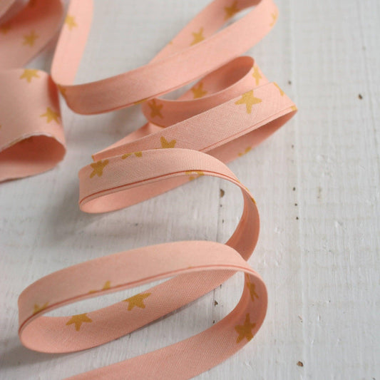 Bessie Pearl Binding Co-1/2" Double Fold Bias Binding - Starry Peach-trim-gather here online