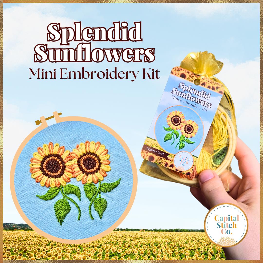 Capital Stitch Co.-Splendid Sunflowers Mini Embroidery Kit-embroidery kit-gather here online