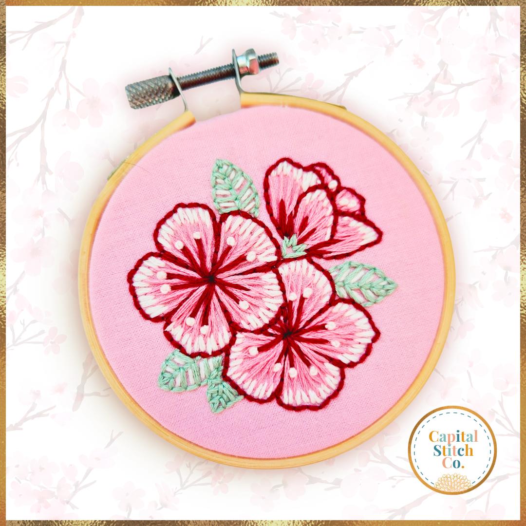 Capital Stitch Co.-Sakura Matsuri Cherry Blossom Mini Embroidery Kit-embroidery kit-gather here online