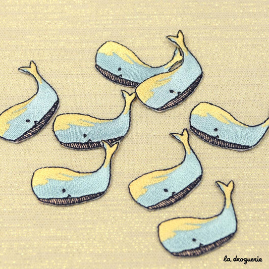 LA DROGUERIE-Blue Whale Iron-On Patch-patches + pins-gather here online