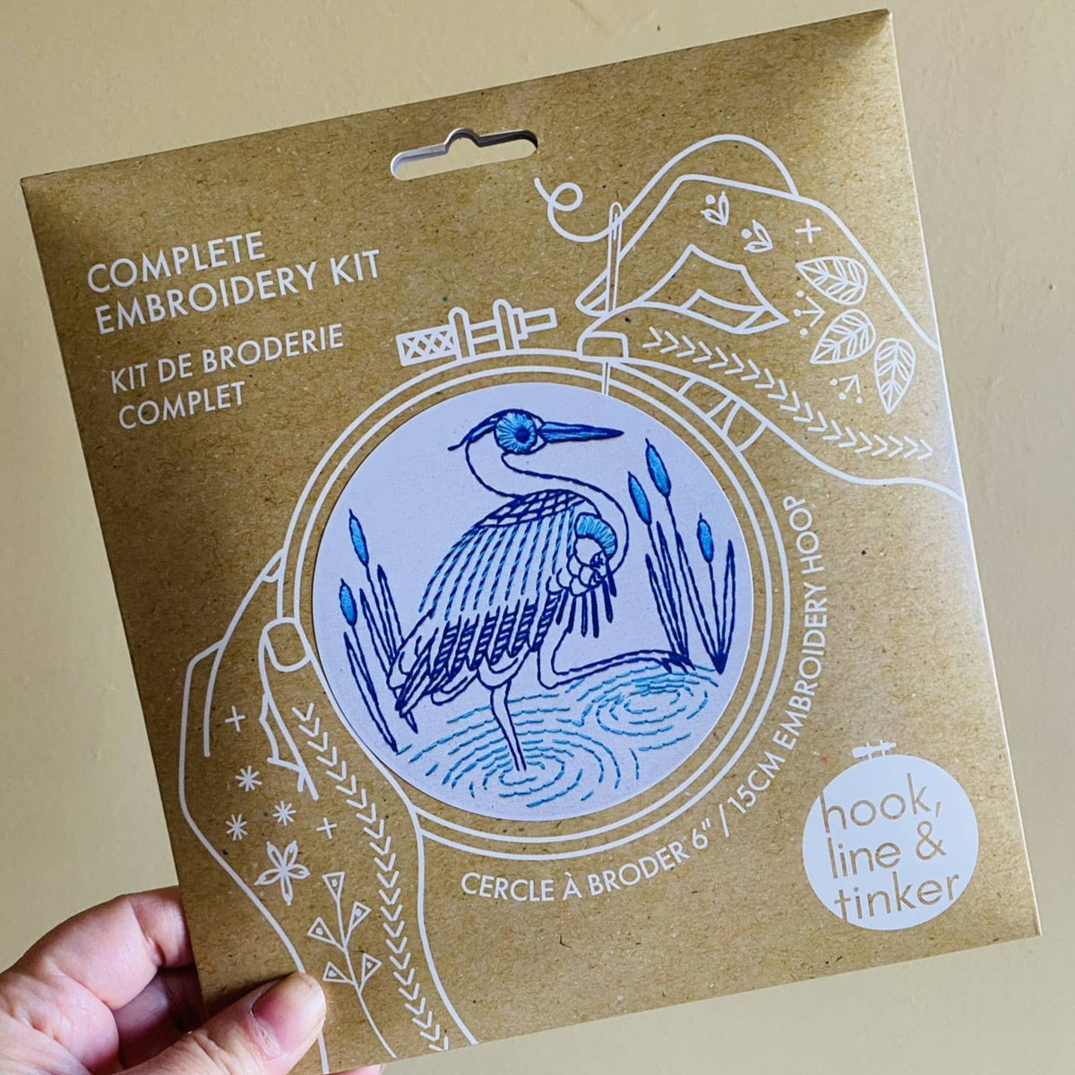 Hook, Line & Tinker-Blue Heron Embroidery Kit-embroidery kit-gather here online