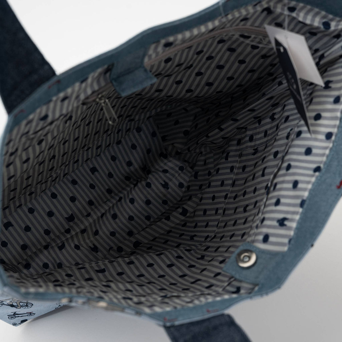 U PLUS INC-Biking Cat Embroidered Tote Bag – Blue-bags & baskets-gather here online