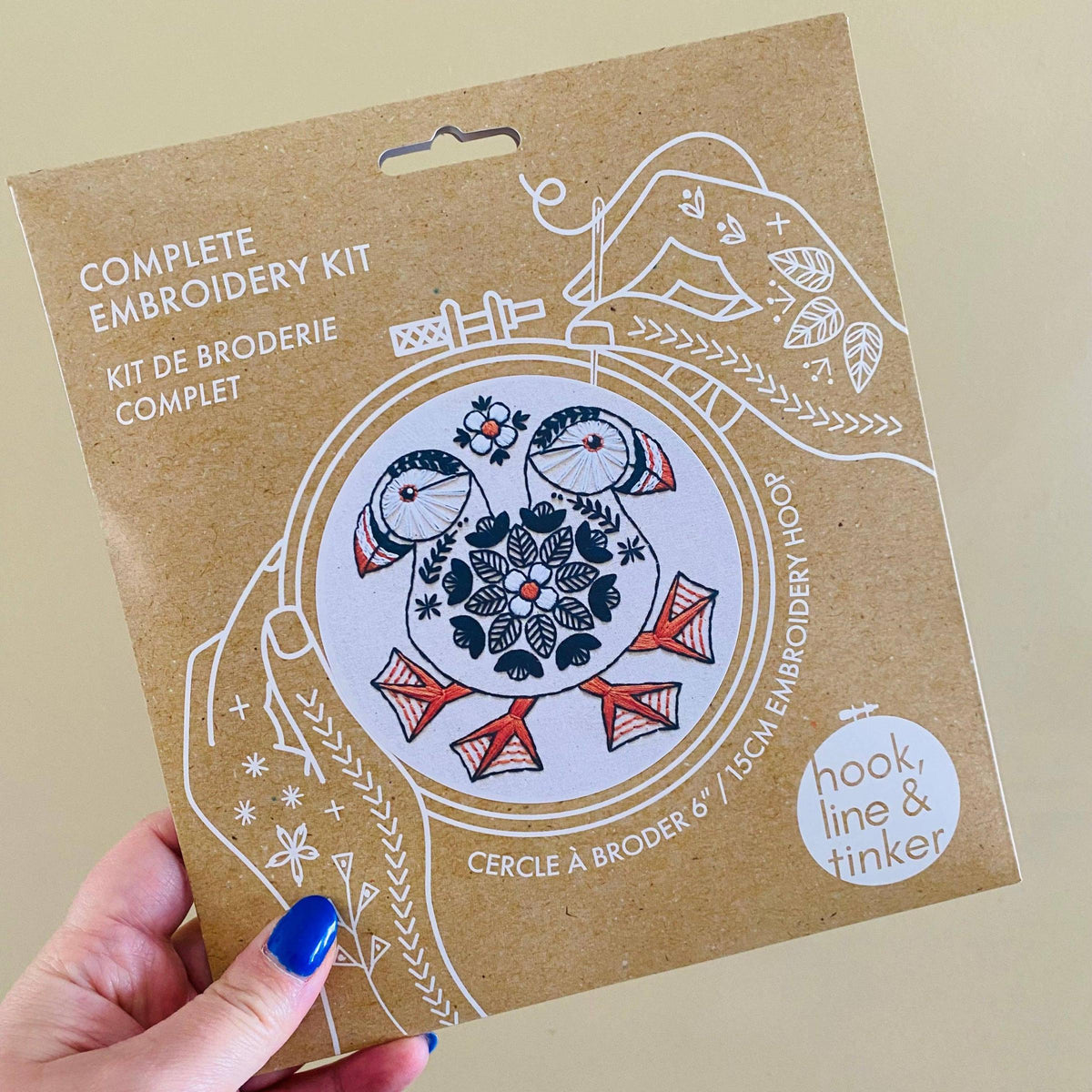 Hook, Line & Tinker-Puffin Embroidery Kit-embroidery kit-gather here online