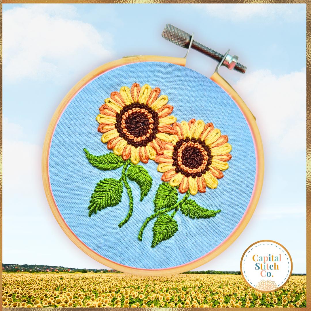 Capital Stitch Co.-Splendid Sunflowers Mini Embroidery Kit-embroidery kit-gather here online