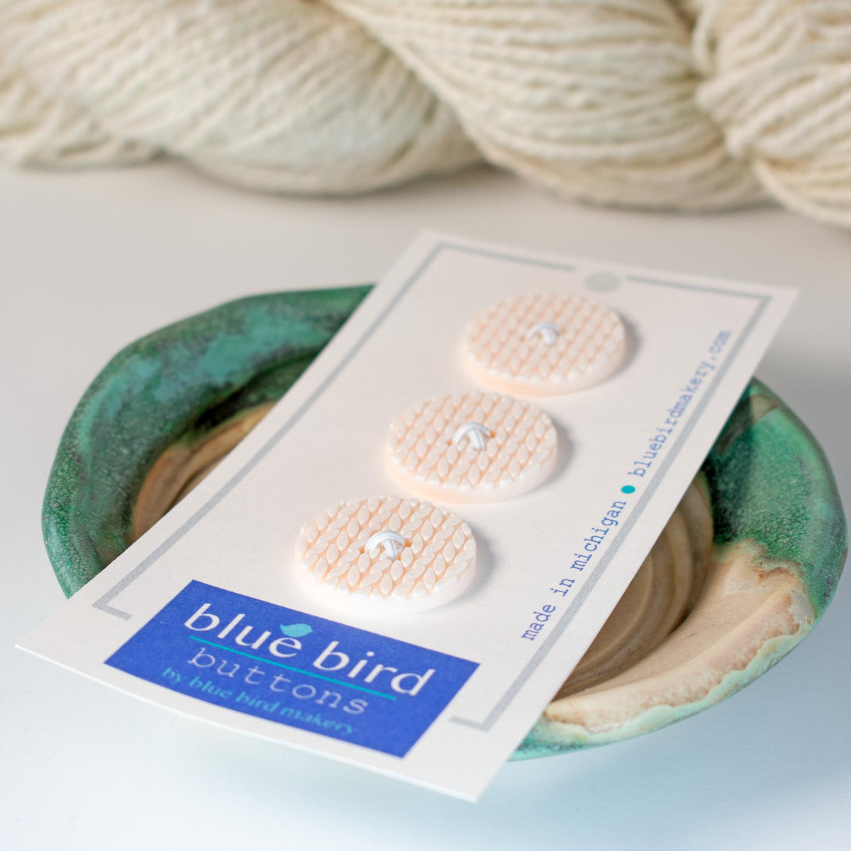 Blue Bird Makery-1" Knit Stitch Buttons-button-Beige-gather here online