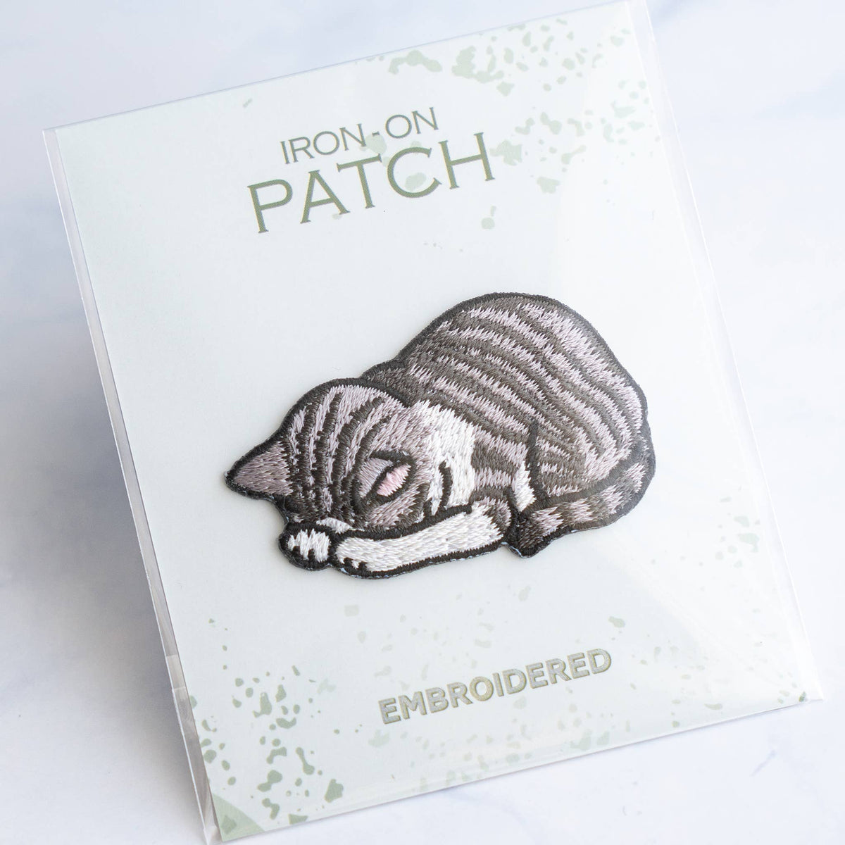 U PLUS INC-Napping Grey Cat Iron-On Patch-patches + pins-gather here online