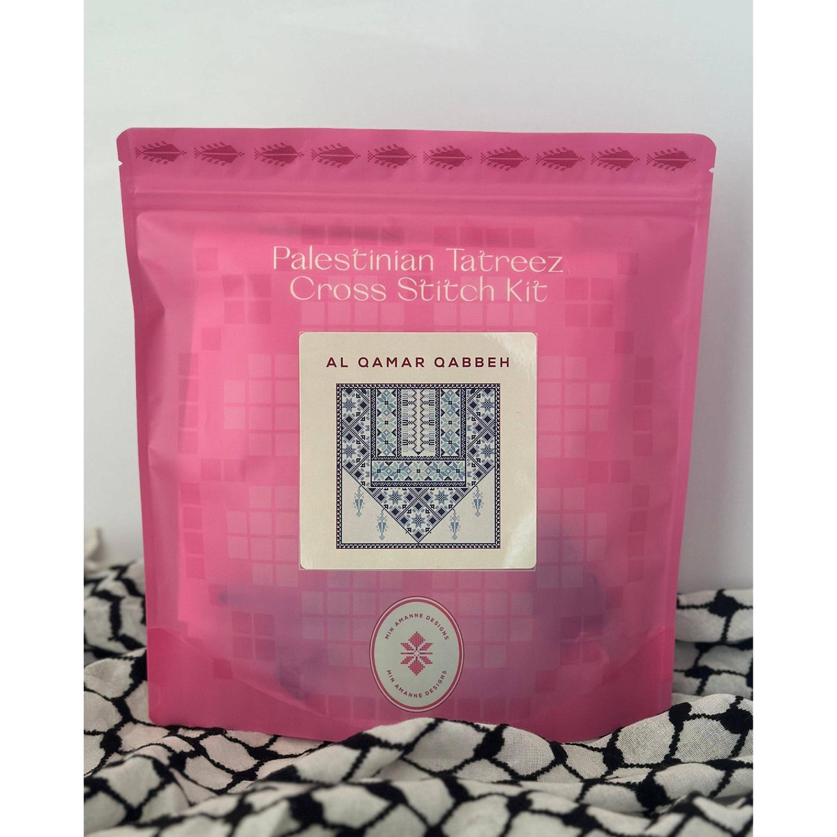 Min Amanne Tatreez Designs-Al Qamar Qabbeh Tatreez Kit-xstitch kit-gather here online