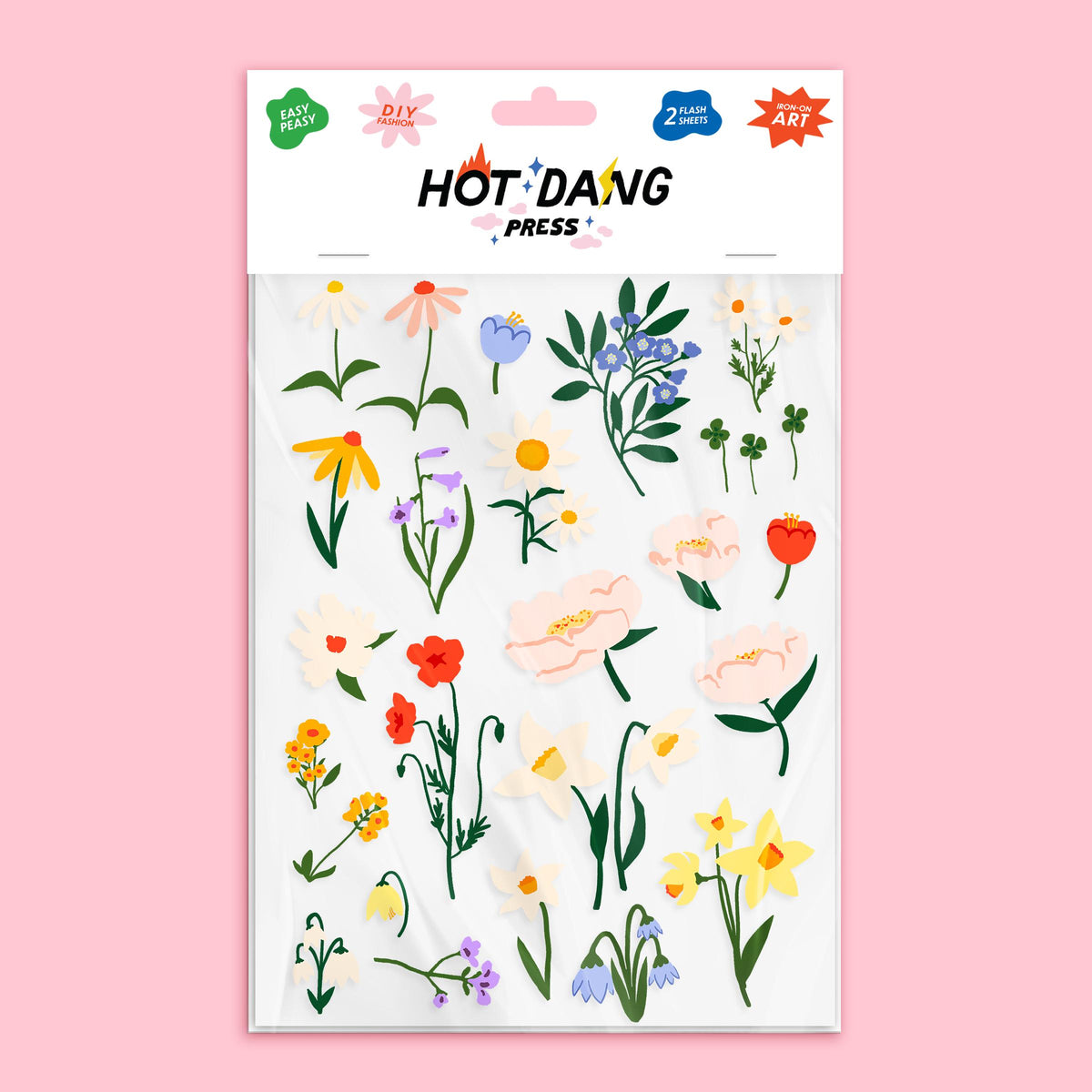 Hot Dang Press-Flowers Always Iron-On Transfer Sheet Set-patches + pins-gather here online