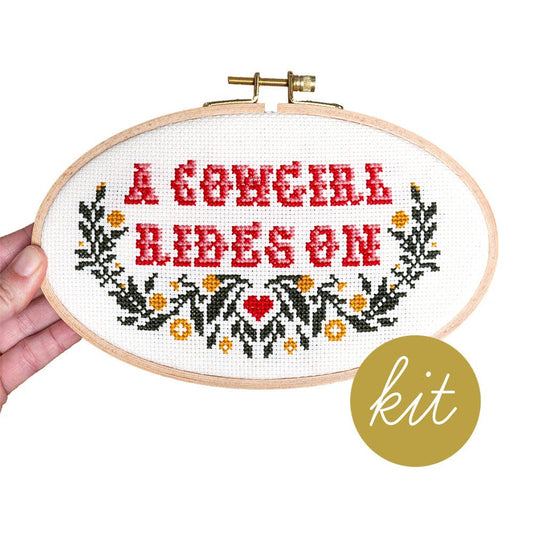 Junebug and Darlin-A Cowgirl Rides On, 5"x8" Cross Stitch Kit-xstitch kit-gather here online