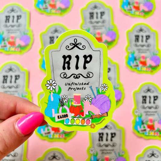The Peach Fuzz-R.I.P to My Unfinished Crafts Sticker-sticker-gather here online