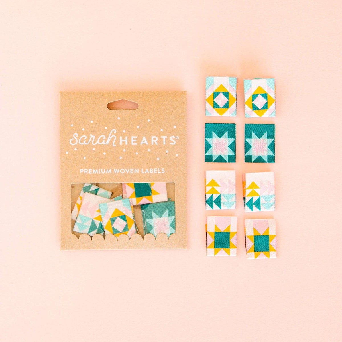 Sarah Hearts-Quilt Block Multipack - Woven Labels-notion-gather here online
