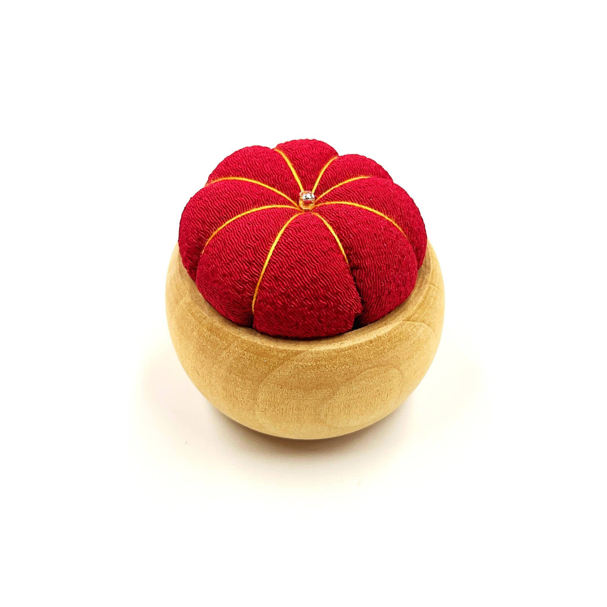 hiro-Simple Chirimen Pincushion-sewing notion-Red-gather here online