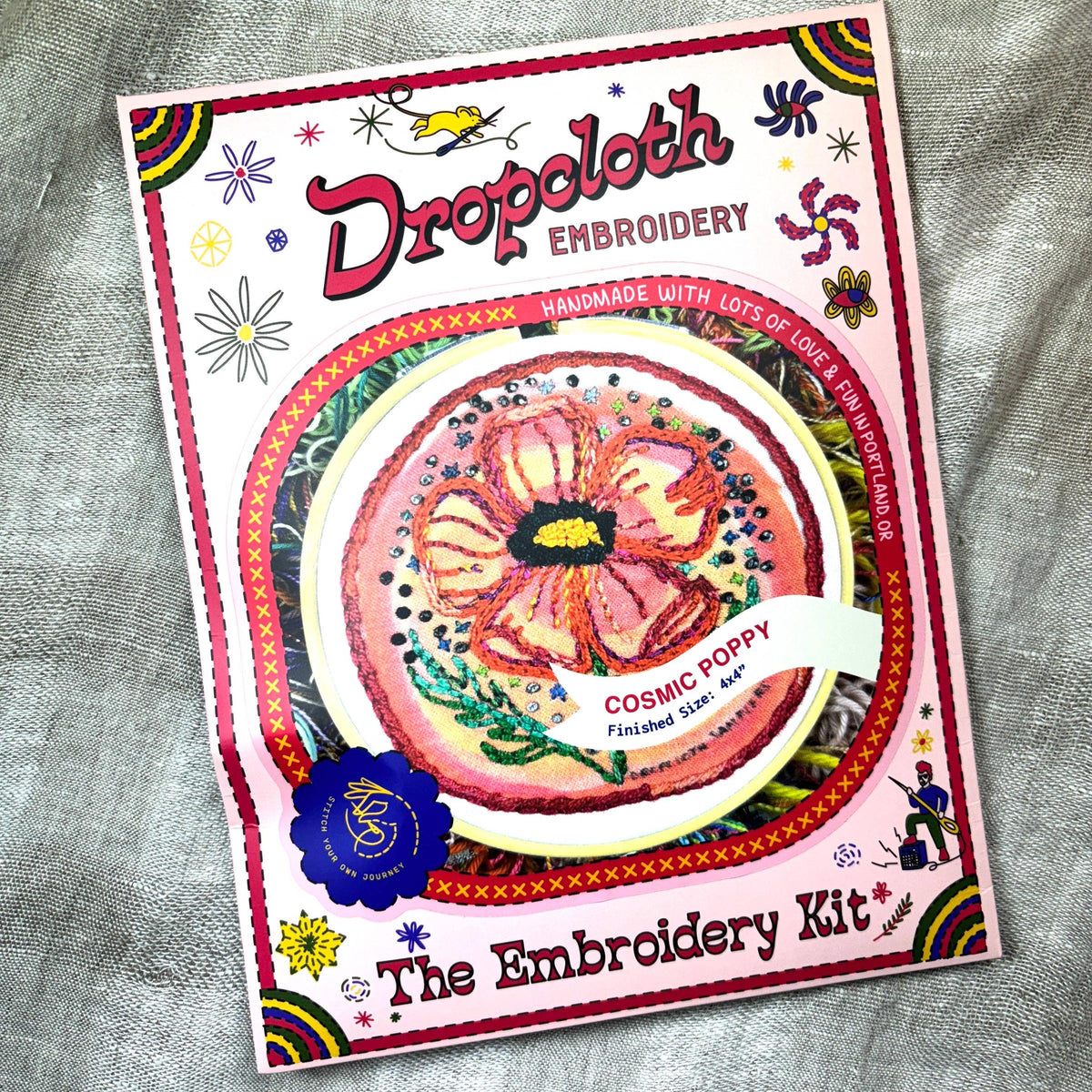 Dropcloth Samplers-Cosmic Poppy Embroidery Kit-embroidery kit-gather here online