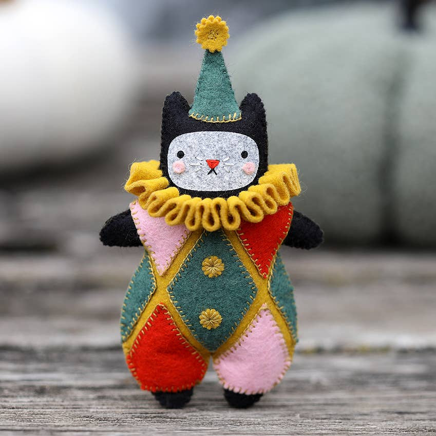 Kiriki Press-Harlequin Cat Felt Doll Kit-embroidery kit-gather here online
