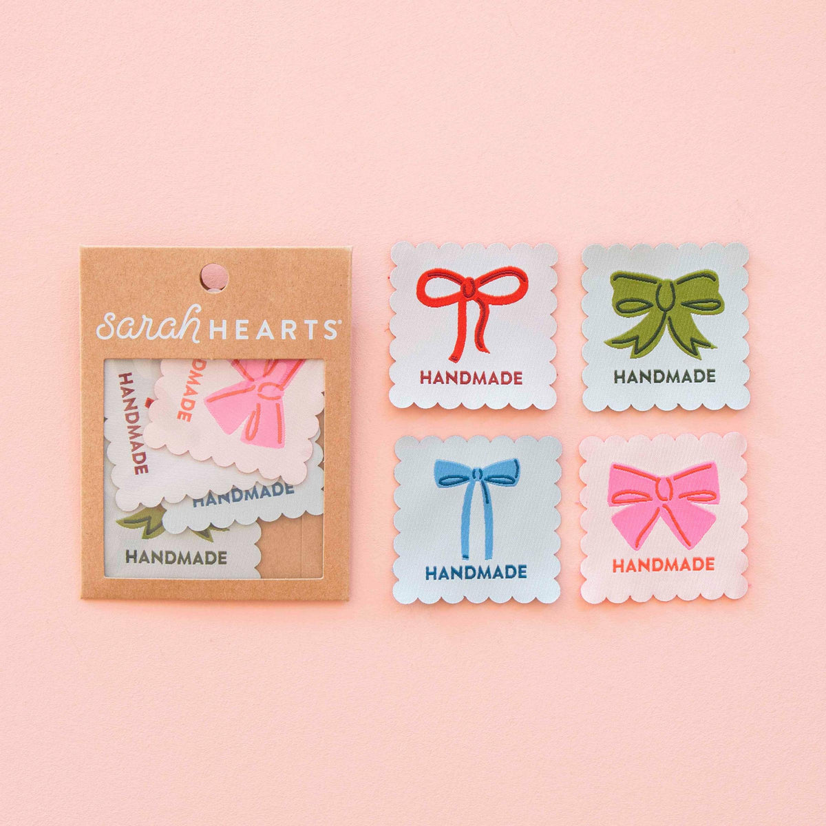 Sarah Hearts-Bows Multipack Large Sew-In Labels-sewing notion-gather here online