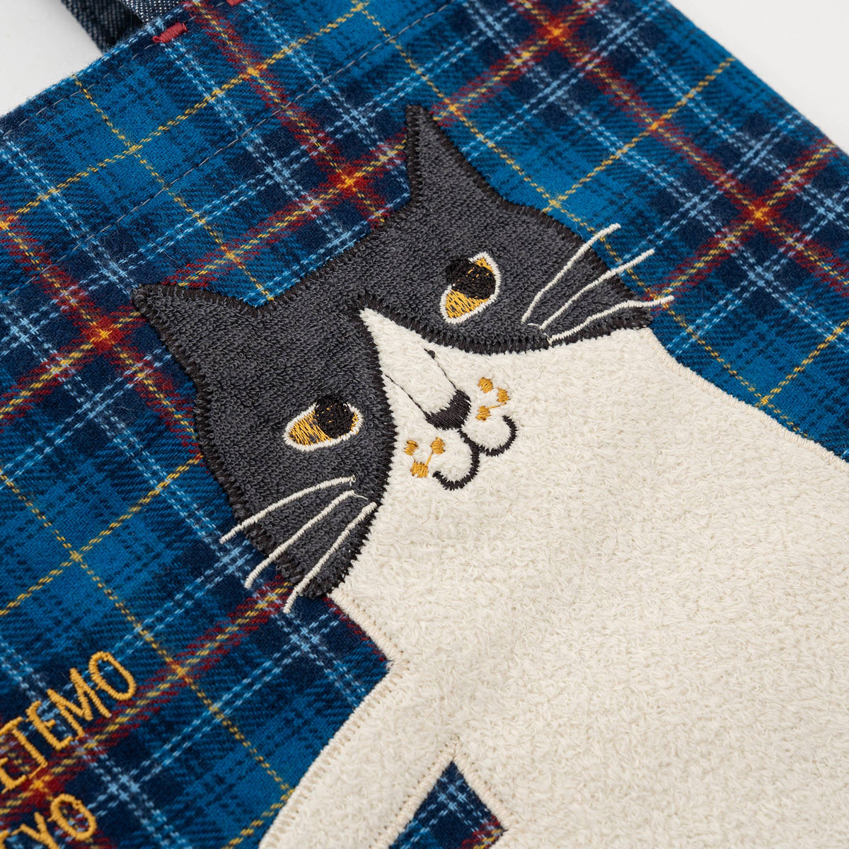U PLUS INC-Nago Cat Embroidered Small Tote - Blue-bags & baskets-gather here online