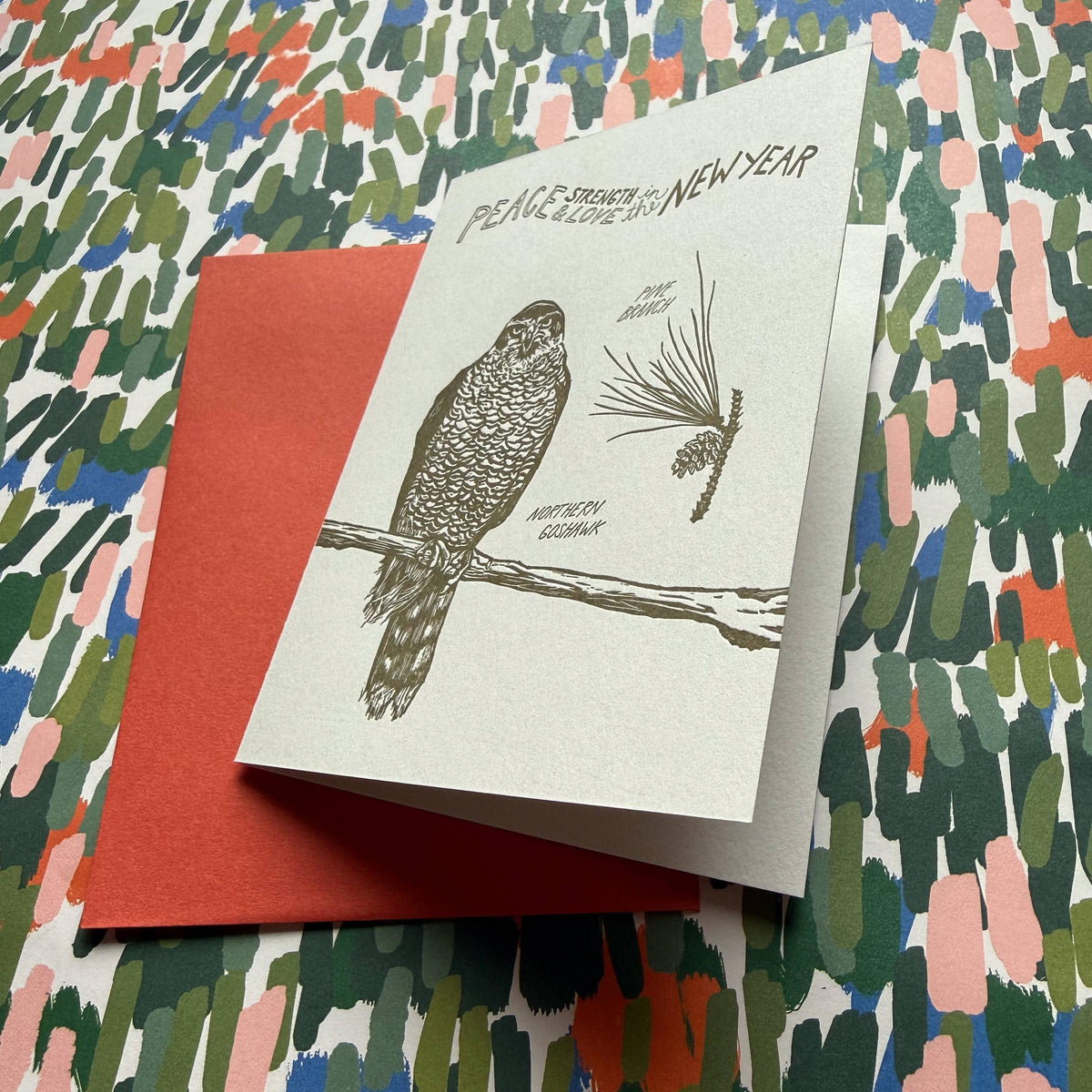 Blackbird Letterpress-Peace In The New Year Hawk Greeting Card-greeting card-gather here online