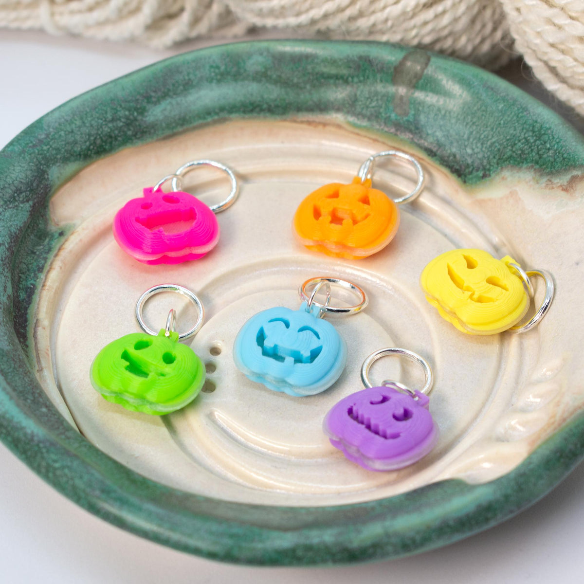 Blue Bird Makery-Silly Jack-o-Lanterns Stitch Marker Set-knitting notion-gather here online