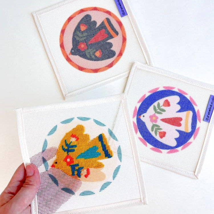 Unwind Studio-Noon Folk Bird Needlepoint Ornament Kit-xstitch kit-gather here online