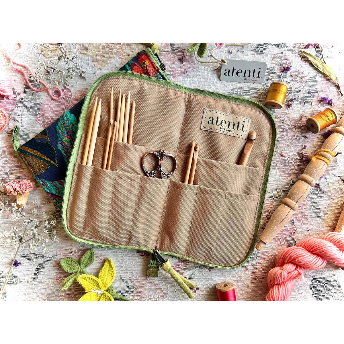 Atenti-Flora Needles, Hooks, and Tools Case-craft organizer-gather here online