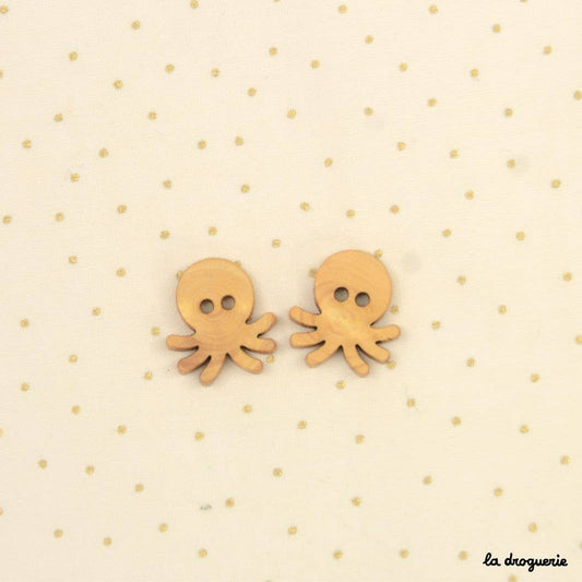 LA DROGUERIE-Wooden Octopus Button - 20mm-button-gather here online