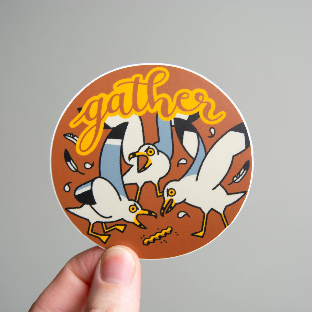 Curlworks-Gather Seagulls Vinyl Sticker-sticker-gather here online