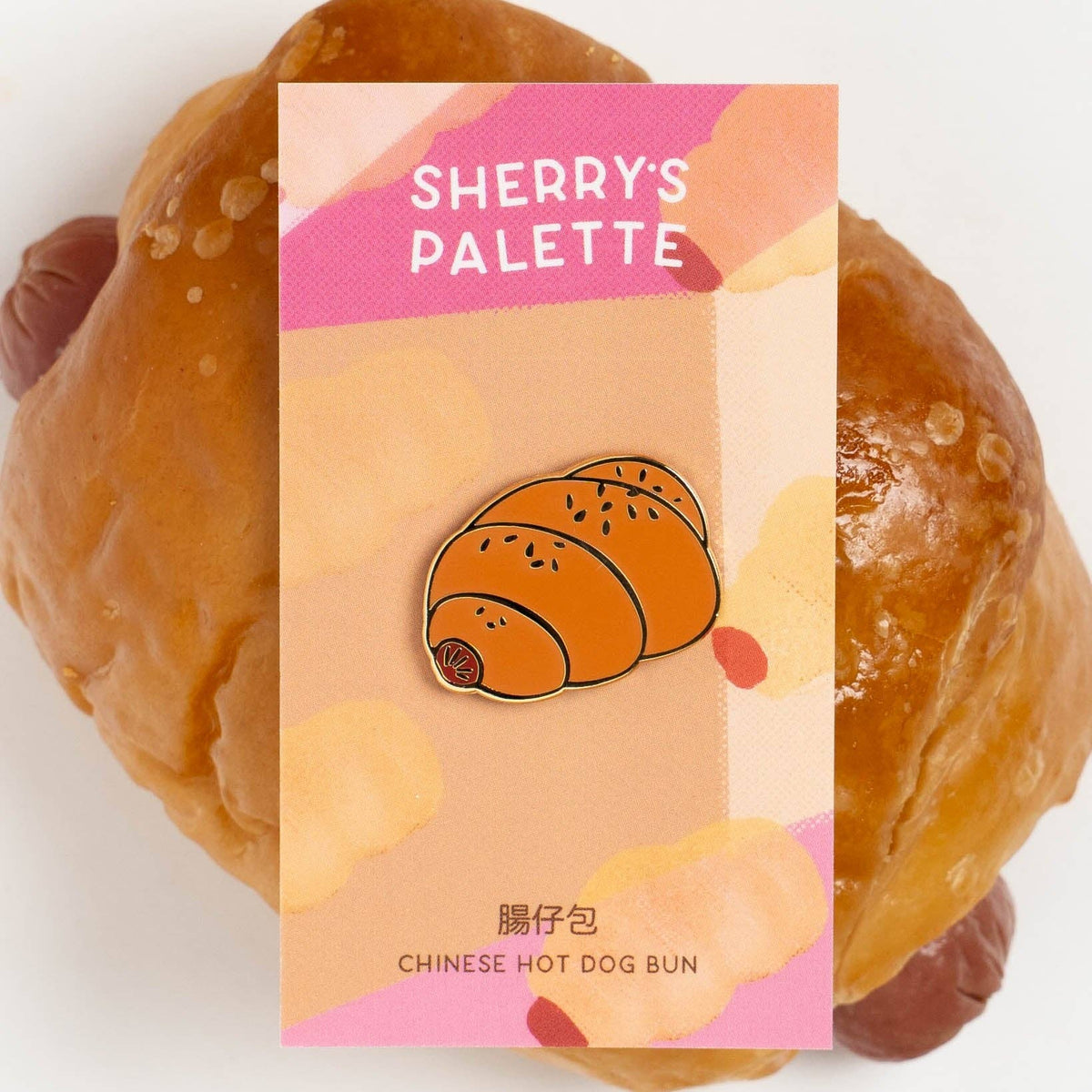 Sherry's Palette-Chinese Hot Dog Bun Enamel Pin-patches + pins-gather here online