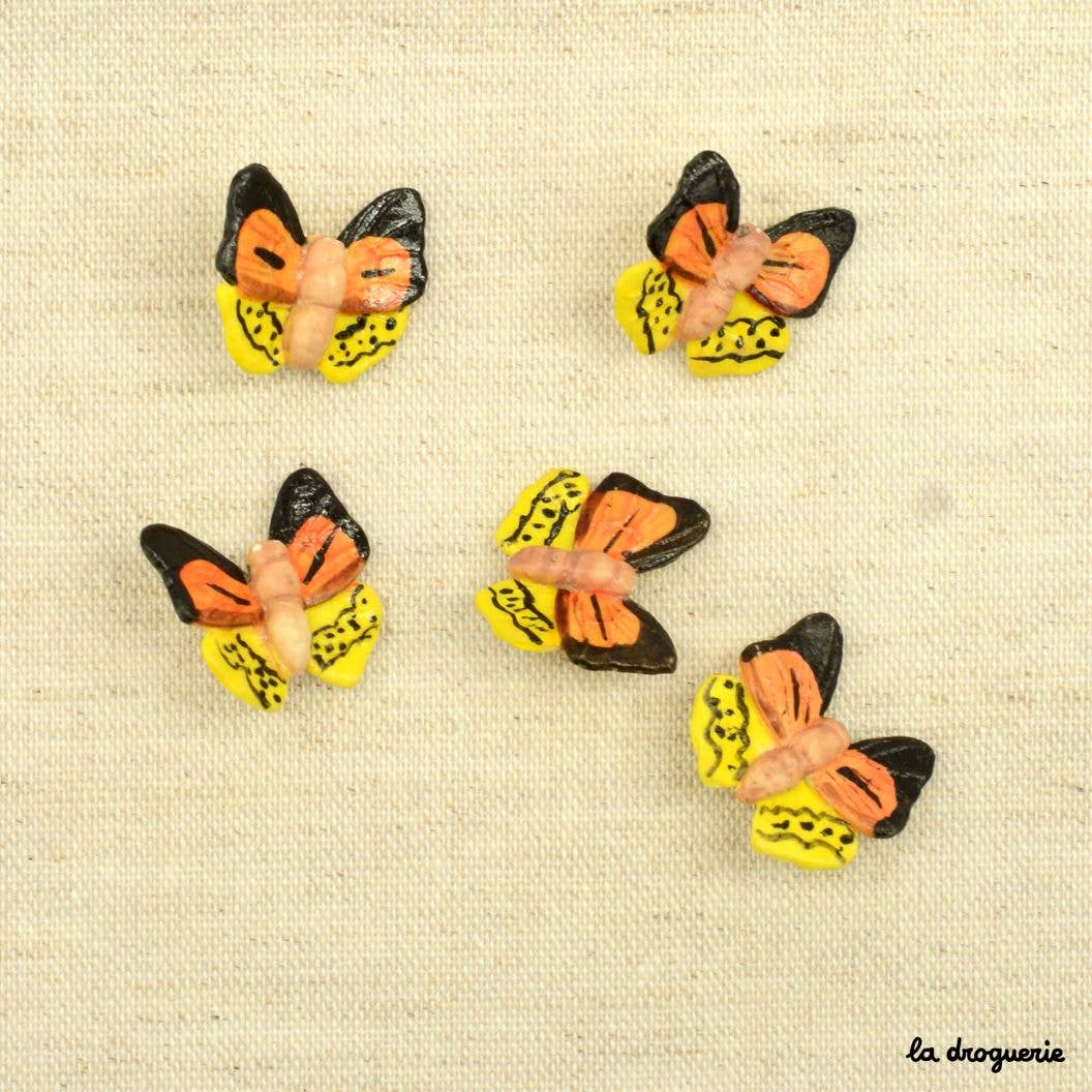 LA DROGUERIE-Yellow Butterfly Button - 18mm-button-gather here online