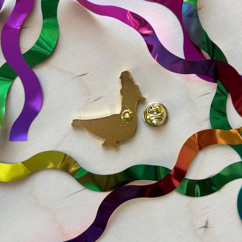 Comma Craft Co-Pigeon Makes a Hat Glitter Enamel Pin-patches + pins-gather here online