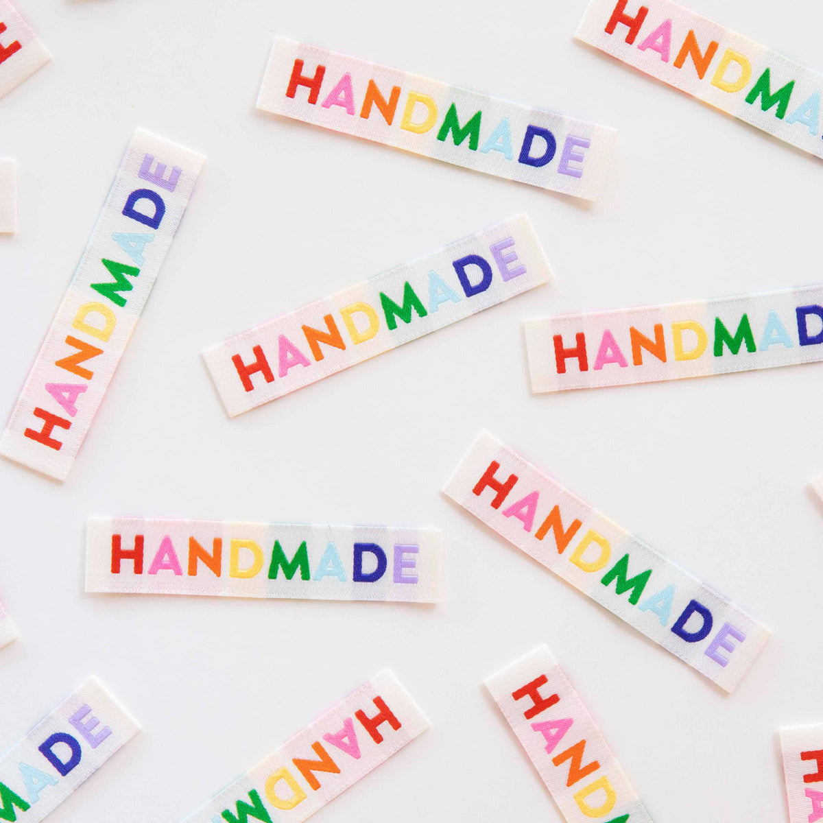Sarah Hearts-Handmade Woven Sewing Labels - Rainbow Colors-sewing notion-gather here online