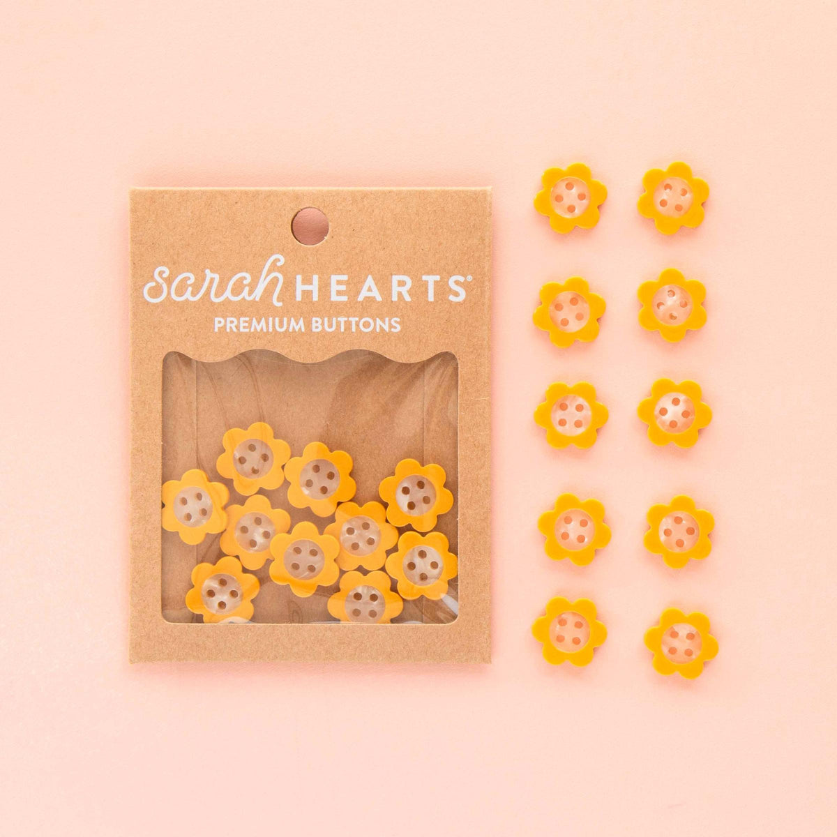 Sarah Hearts-Yellow Daisy Small 5/8" Buttons-button-gather here online