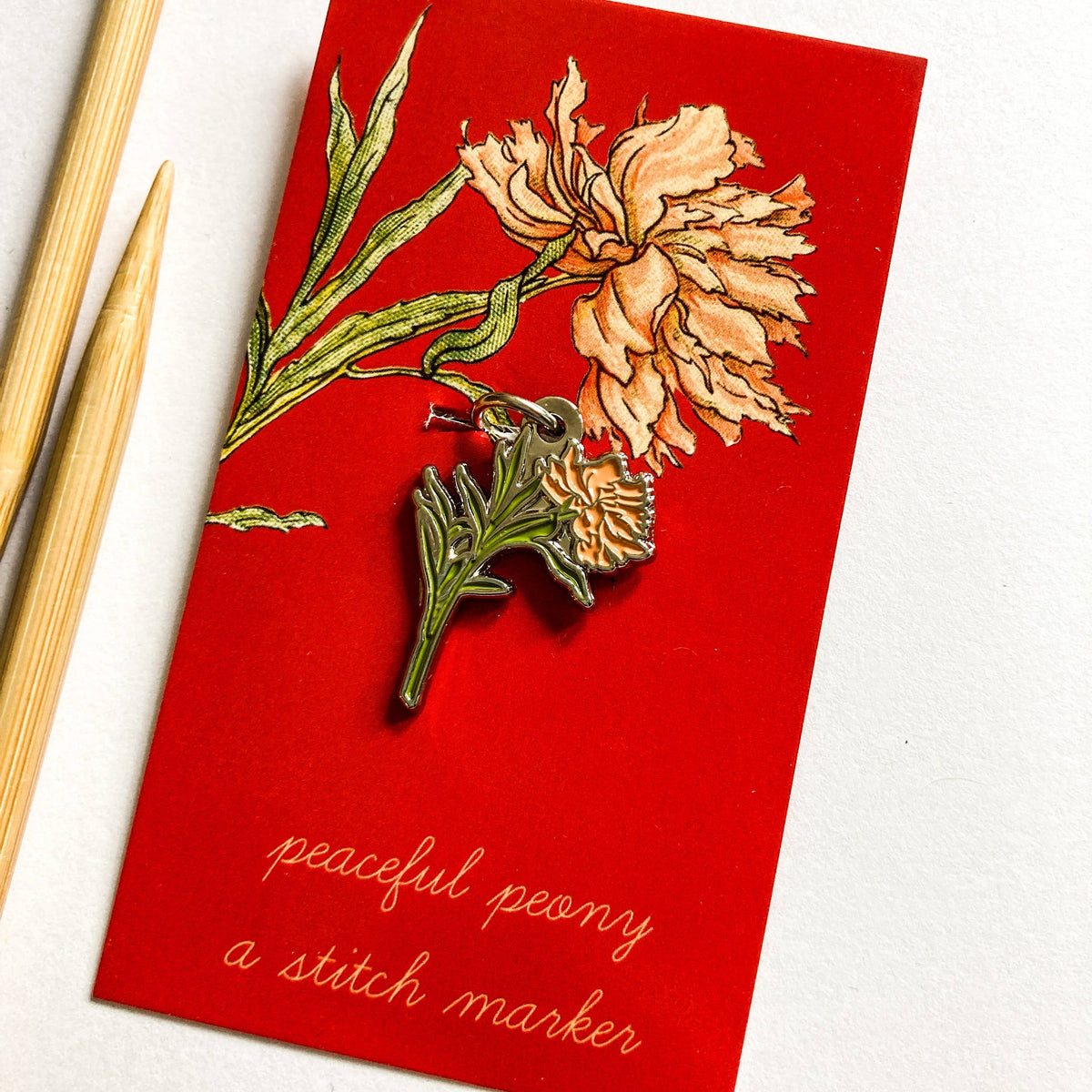 Firefly Notes-Peony Round Stitch Marker-knitting notion-gather here online