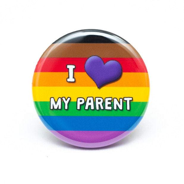 Crafty Queer Studio-I Love My Parent(s) Pinback Button-accessory-gather here online
