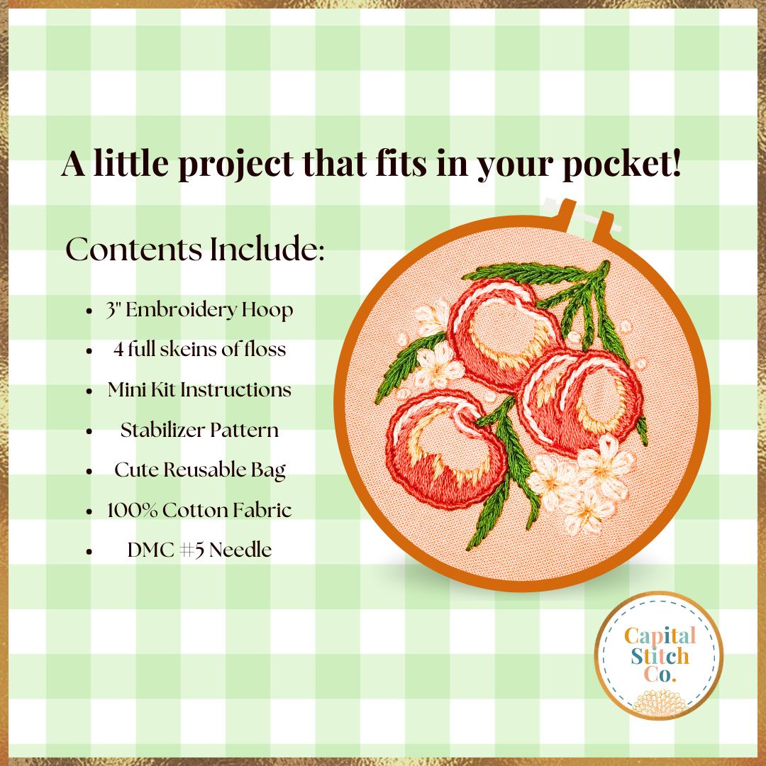 Capital Stitch Co.-Just Peachy Mini Embroidery Kit-embroidery kit-gather here online