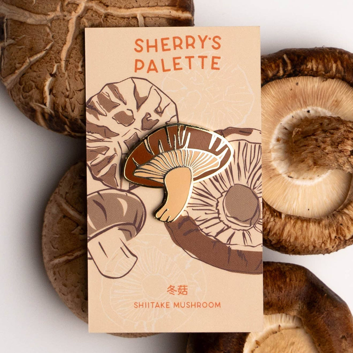 Sherry's Palette-Shiitake Mushroom Enamel Pin-patches + pins-gather here online