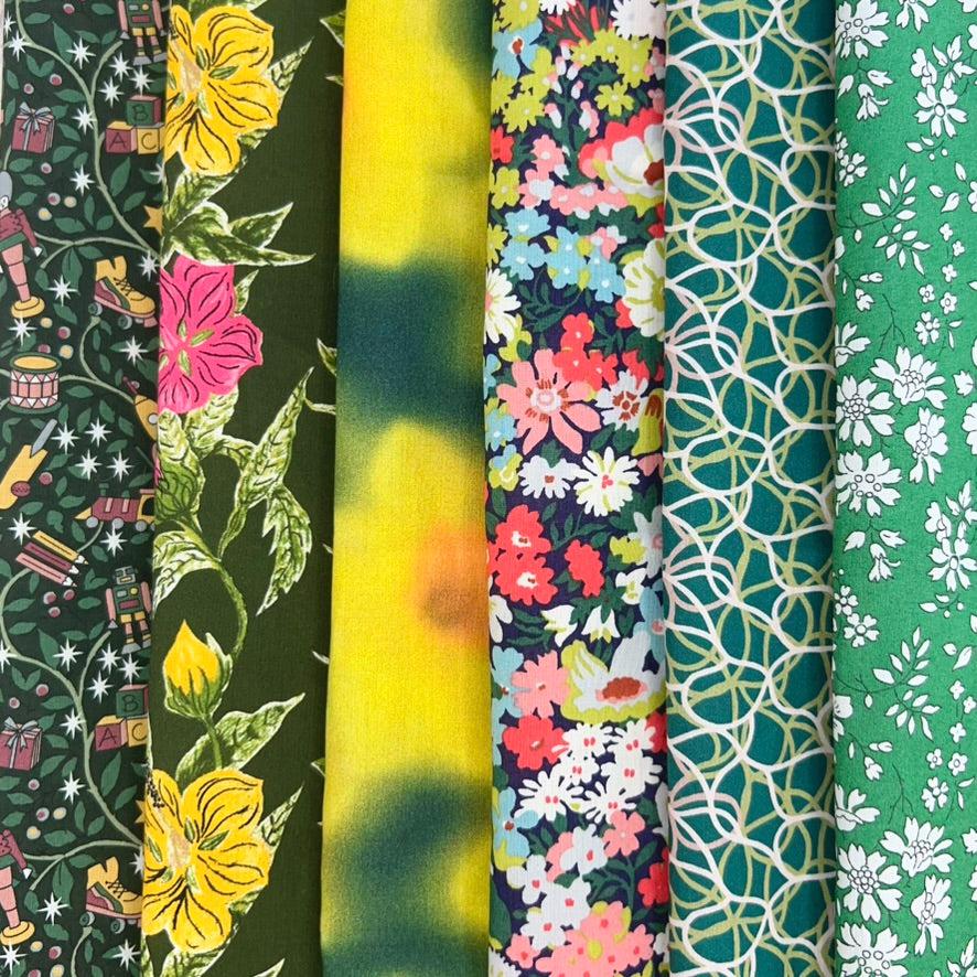 gather here-Tana Lawn Color Bundle - Dark Green (6 pieces)-fat quarters-gather here online