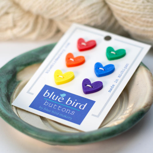 Blue Bird Makery-12mm Rainbow Heart Buttons-button-gather here online