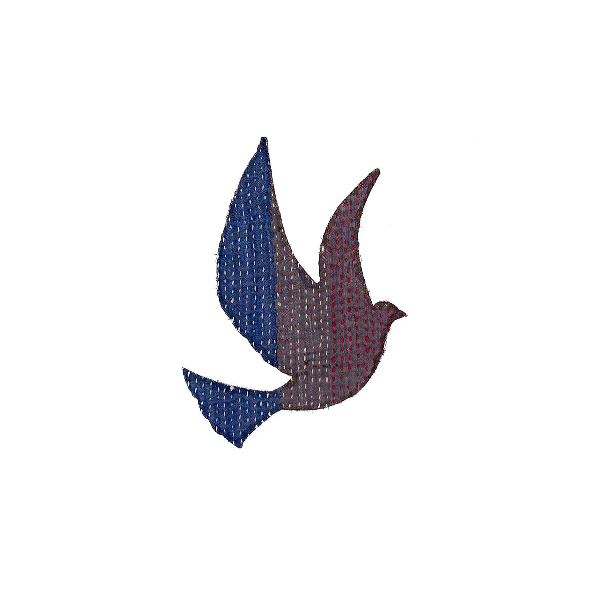Otto Finn-Medium Kantha Bird Iron-On Patch-patches + pins-gather here online