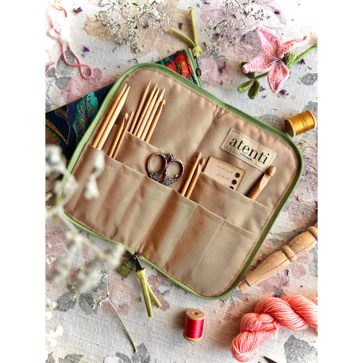 Atenti-Flora Needles, Hooks, and Tools Case-craft organizer-gather here online