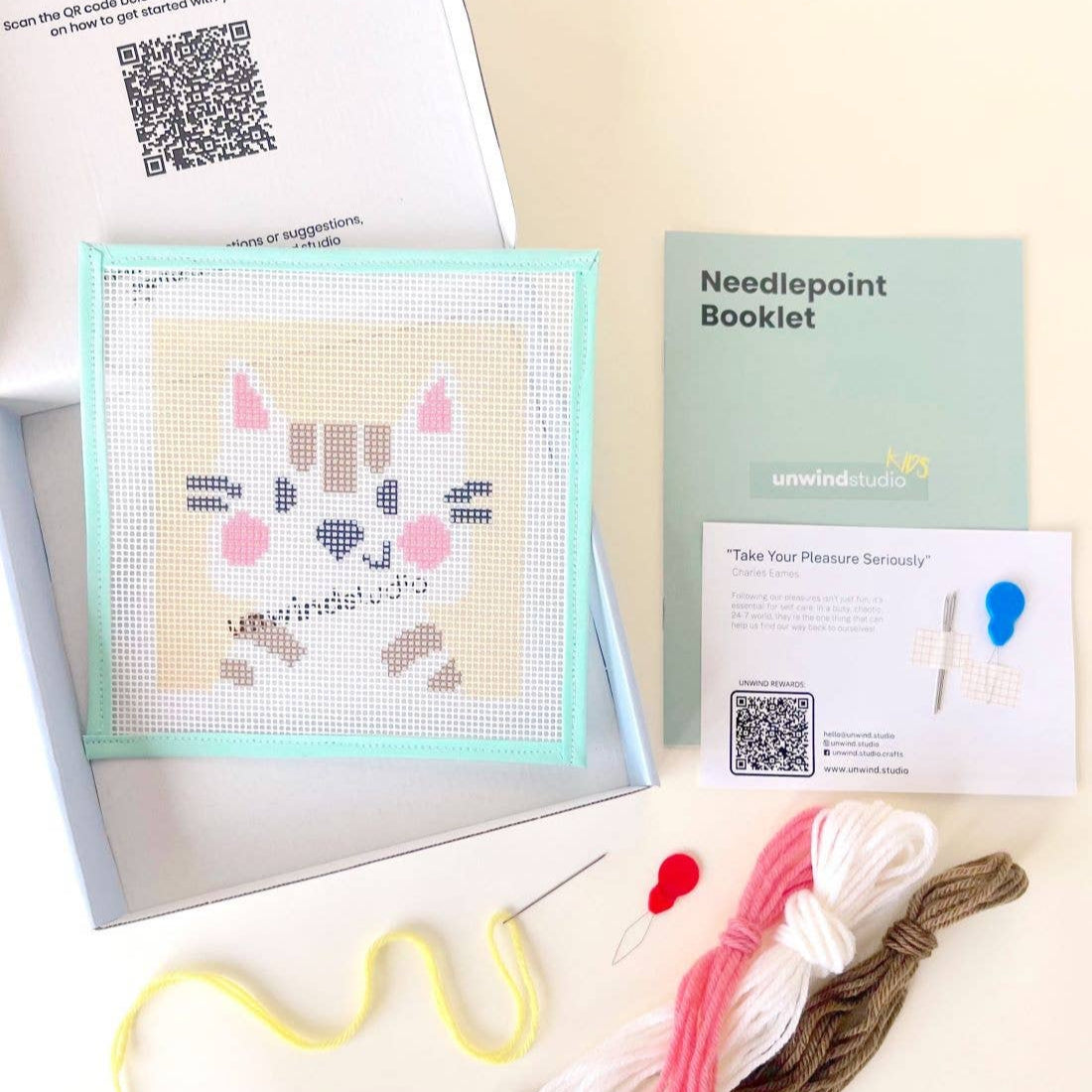 Unwind Studio-Catie the Cat - Needlepoint Kit for Kids-xstitch kit-gather here online
