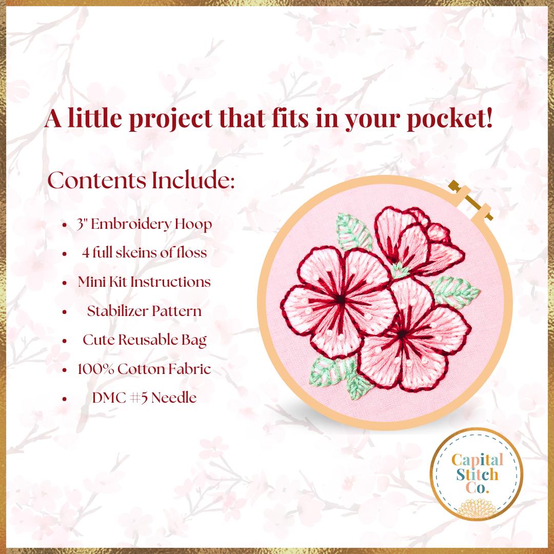 Capital Stitch Co.-Sakura Matsuri Cherry Blossom Mini Embroidery Kit-embroidery kit-gather here online