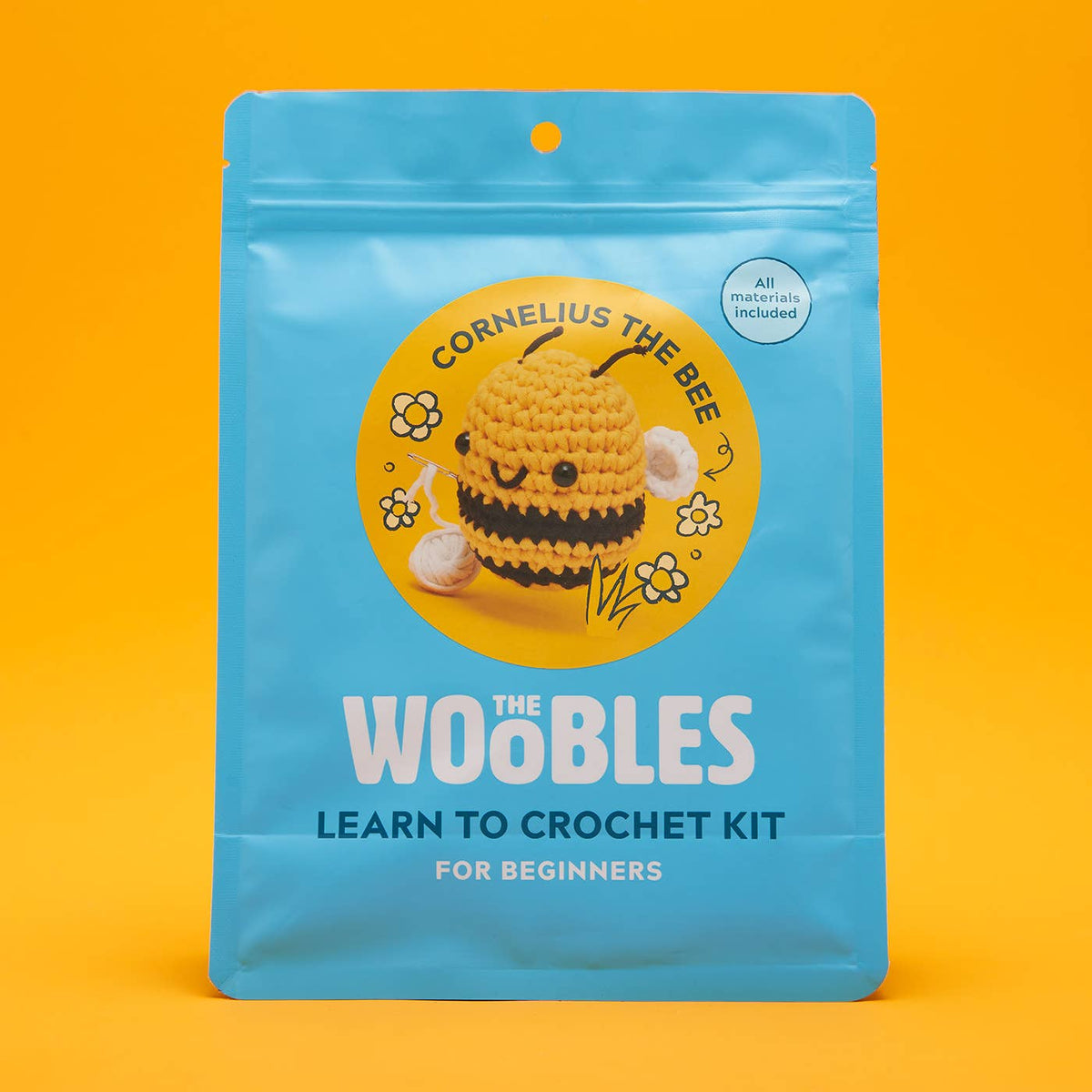 The Woobles-Cornelius the Bee-knitting / crochet kit-gather here online