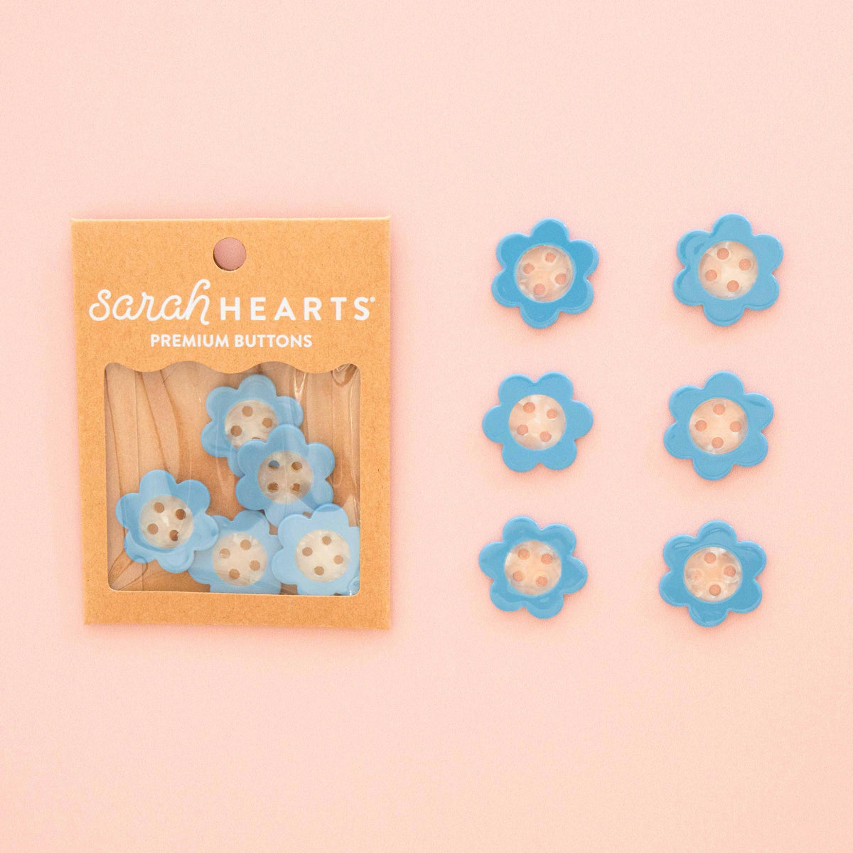 Sarah Hearts-Blue Daisy Large 1" Buttons-button-gather here online