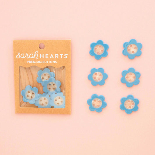 Sarah Hearts-Blue Daisy Large 1" Buttons-button-gather here online
