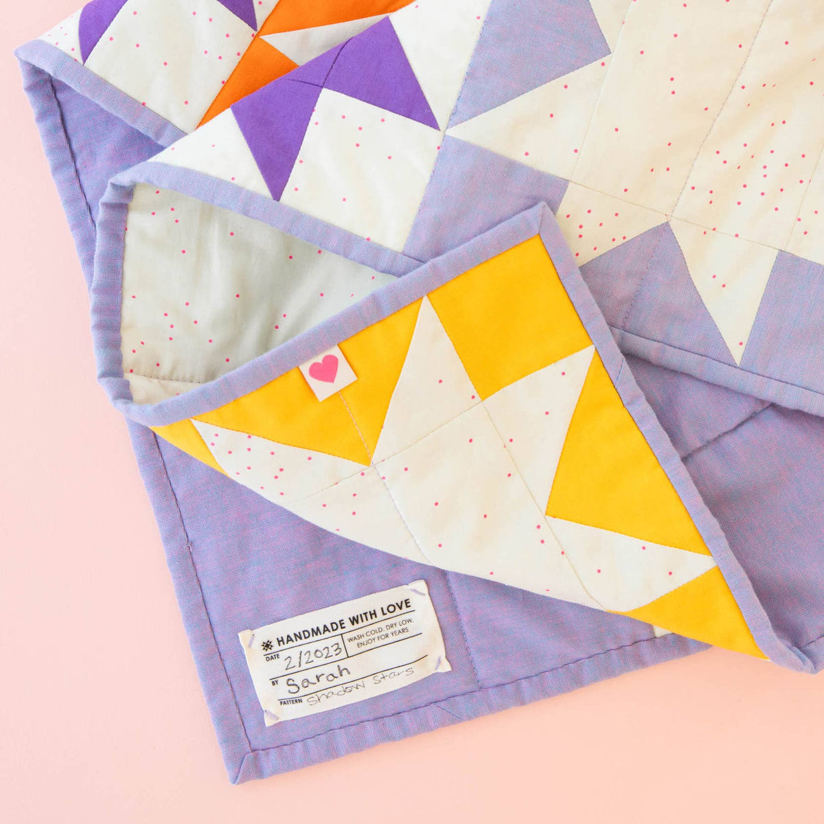 Sarah Hearts-Quilt Info Large Organic Cotton Write-In Label-notion-gather here online