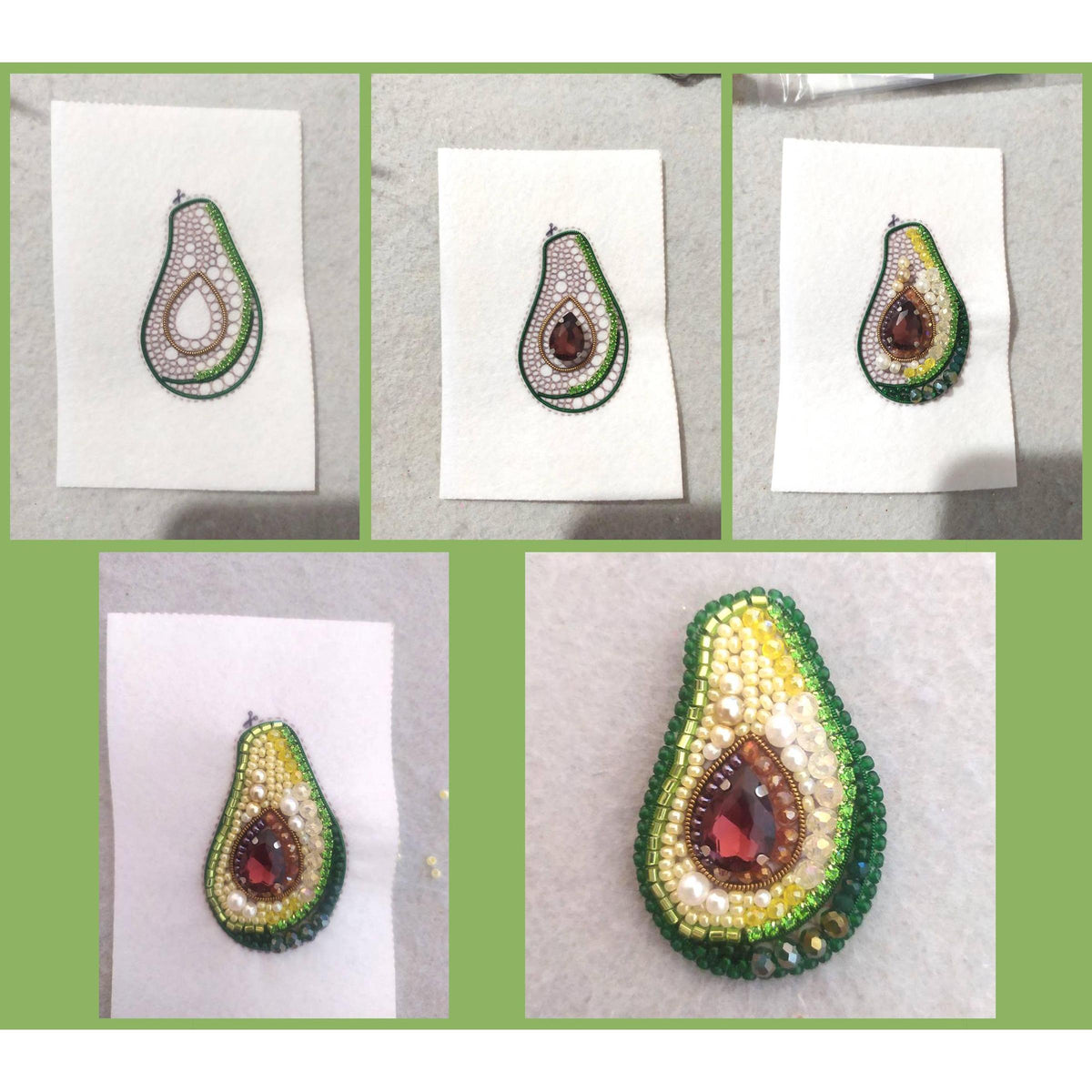 CraftShopOnline-Avocado Brooch Kit: DIY Embroidery Jewelry Making-craft kit-gather here online
