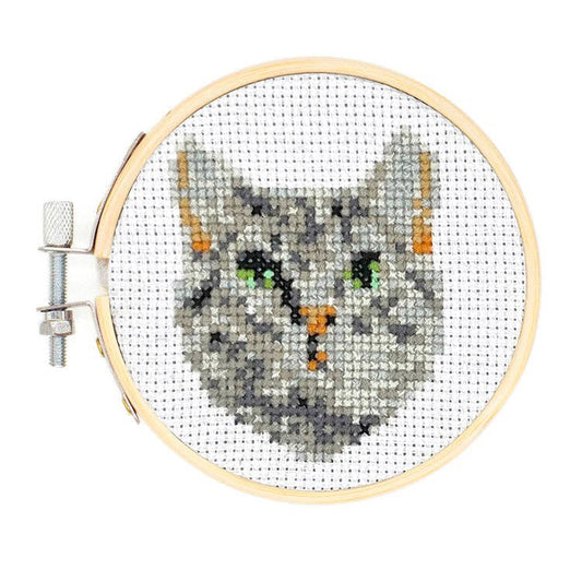Kikkerland-Mini CrossStitch Embroidery Kit Cat-xstitch kit-gather here online