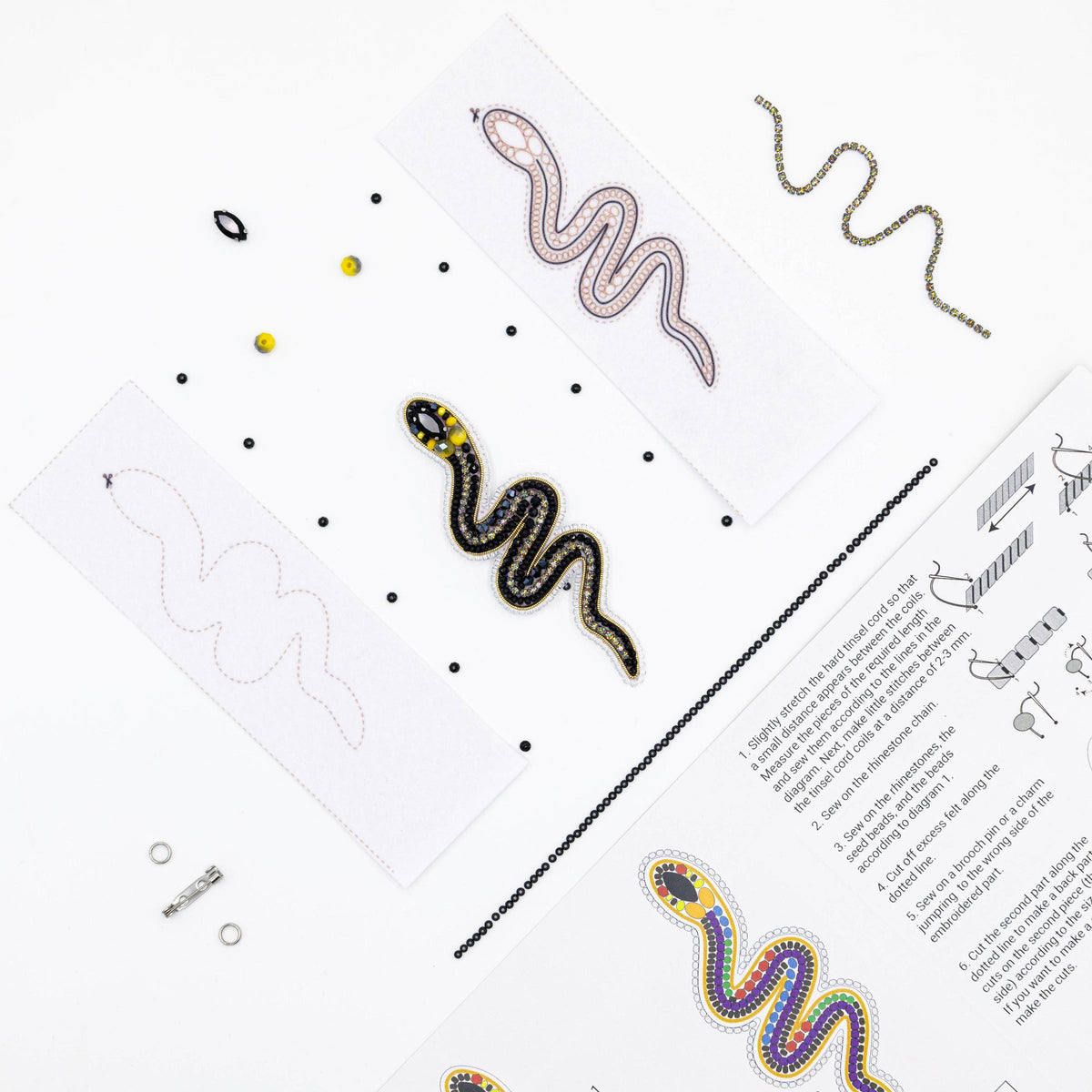 CraftShopOnline-Bead Embroidery Kit: Grass Snake Brooch DIY Craft Set-craft kit-gather here online