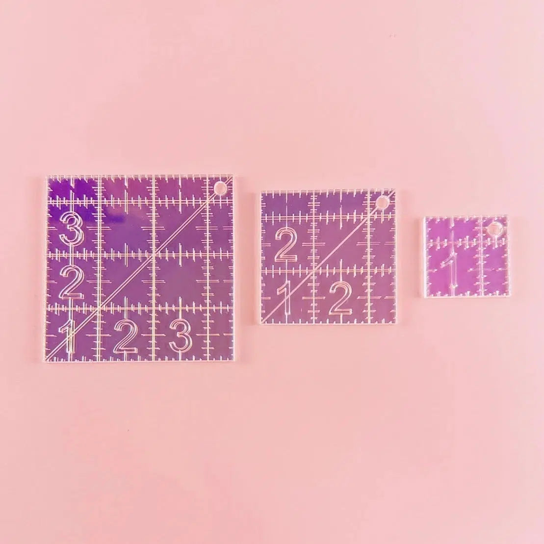Whipstitch Handmade-Mini Squares Iridescent Quilting Rulers - Set of 3-sewing notion-gather here online